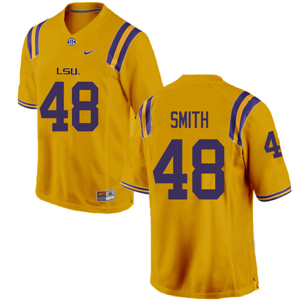 Men #48 Carlton Smith LSU Tigers College Football Jerseys Sale-Gold